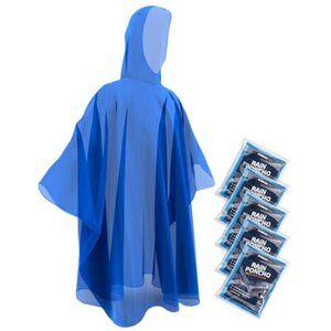 Disposable Rain Poncho 5 Pack Waterproof Hooded Adult Emergency Travel